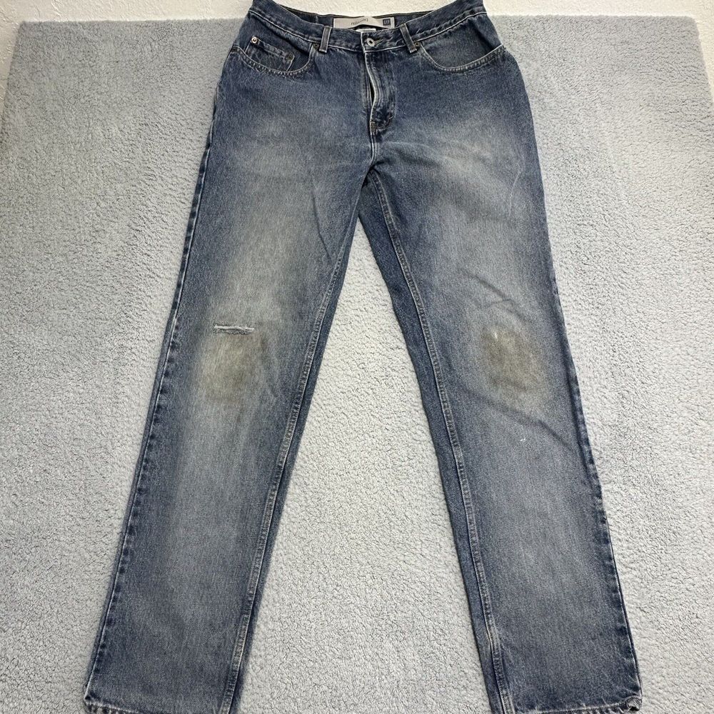 VTG Gap Distressed Denim Jeans Relaxed Fit Mens Size 34x34 Y2K Grunge Thrashed